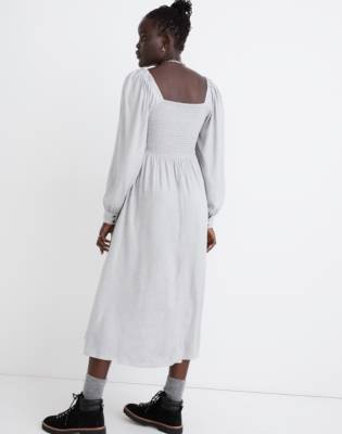 Lucie Long-Sleeve Smocked Midi Dress in ...